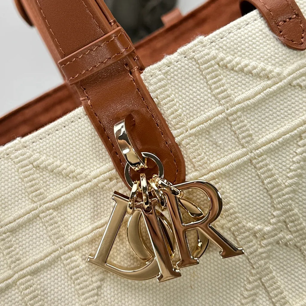 14.6 in Cannage Fabric Patchwork Tote Bag 1165