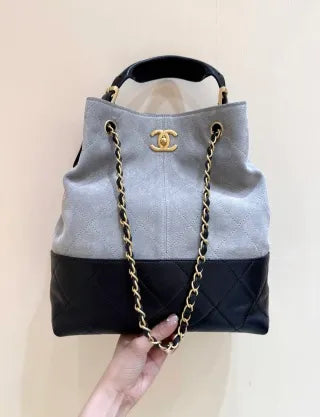 25A Suede Patchwork Vertical Hobo Bag 23420530001730