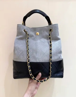 25A Suede Patchwork Vertical Hobo Bag 23420530001730