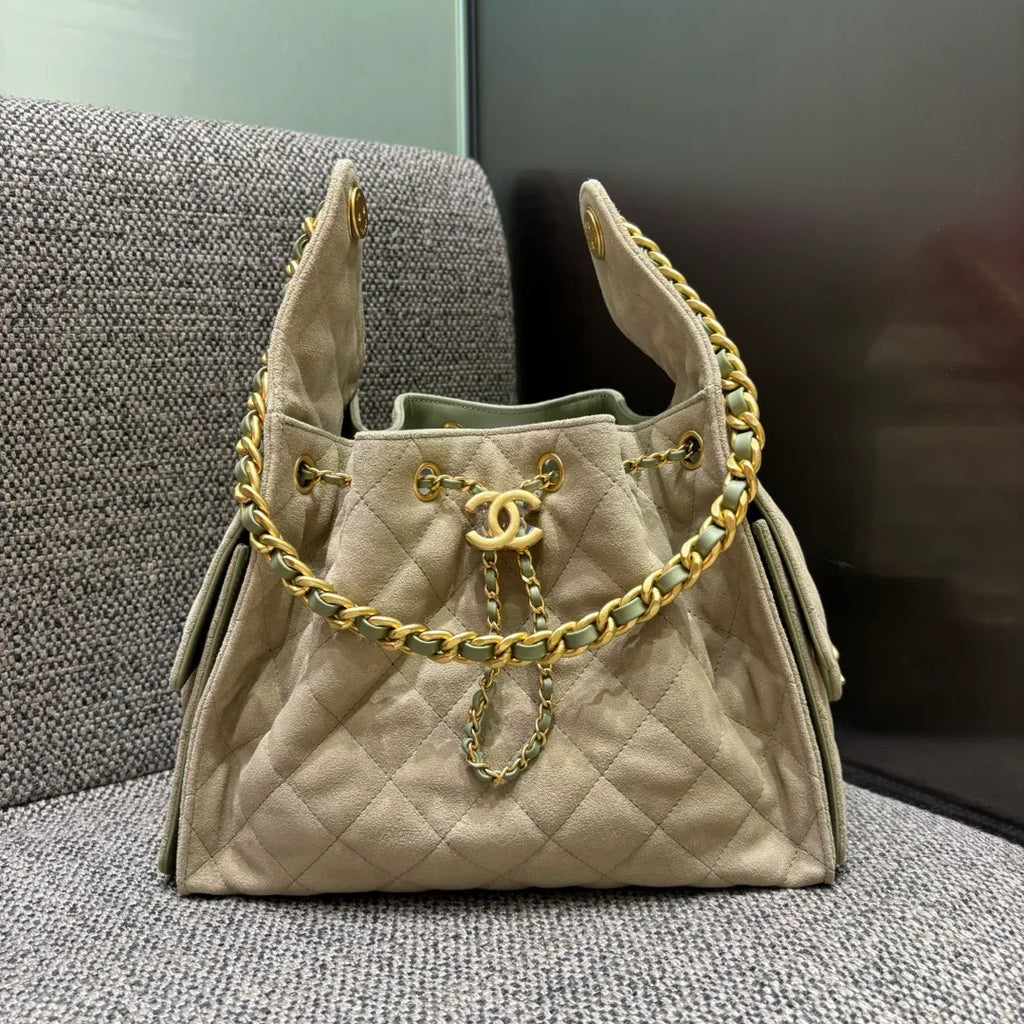 25C Runway Hippie Hobo Shoulder Bag Gray-Green 139889