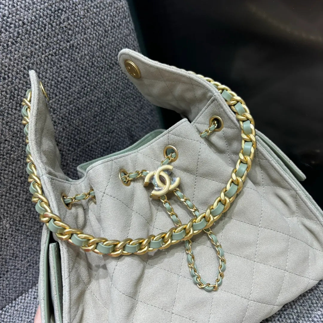 25C Runway Hippie Hobo Shoulder Bag Gray-Green 139889