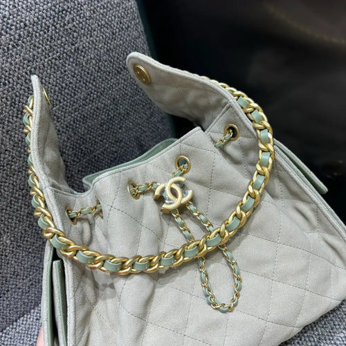 25C Runway Hippie Hobo Shoulder Bag Gray-Green 139889