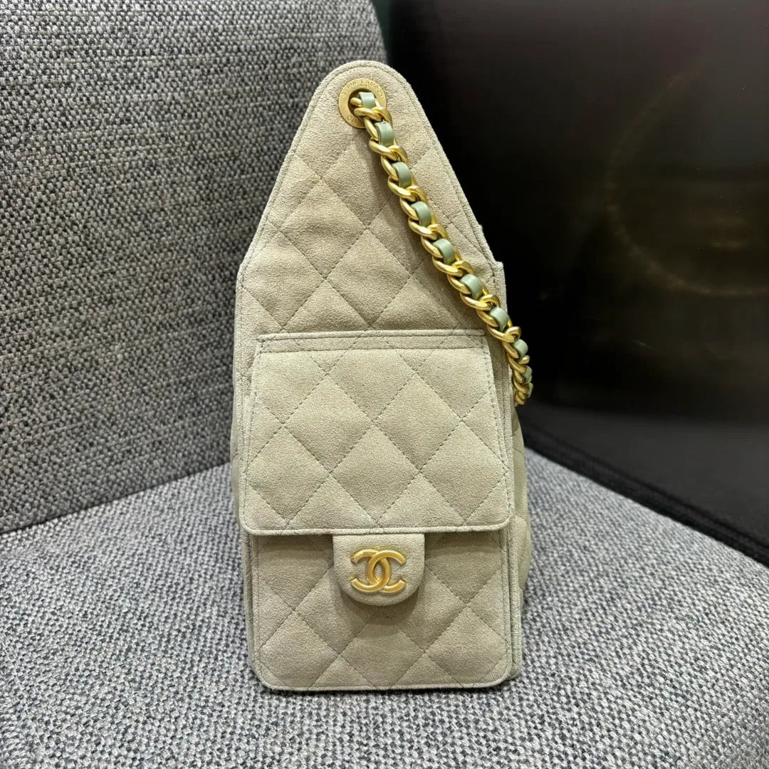 25C Runway Hippie Hobo Shoulder Bag Gray-Green 139889