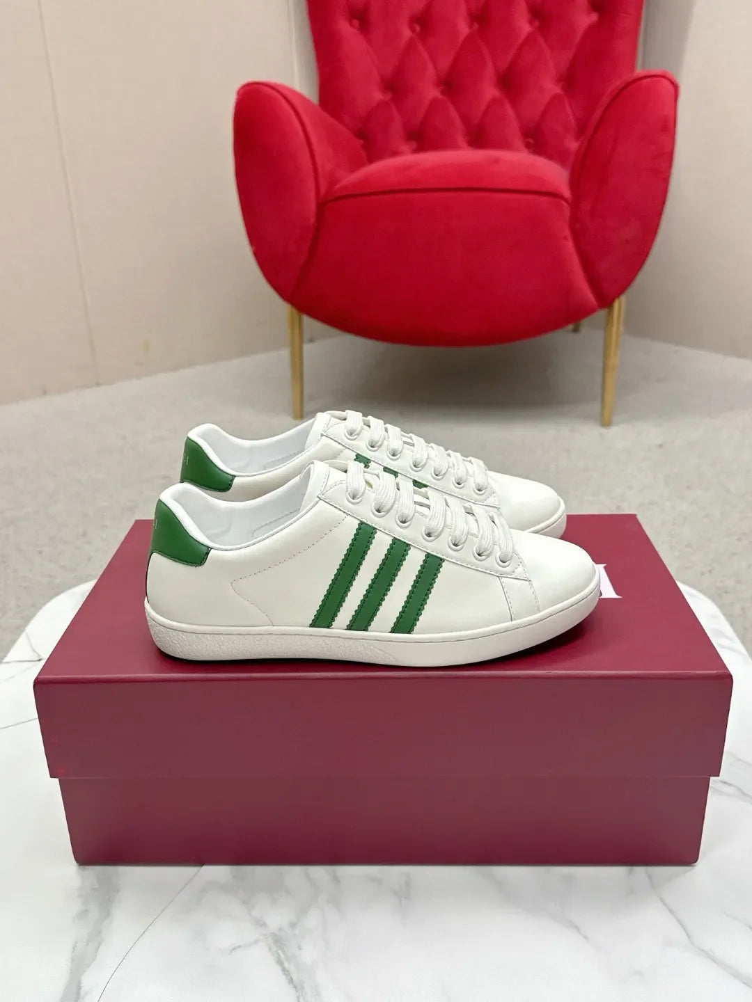 Adidas Gucci Unisex Leather Casual Sneakers