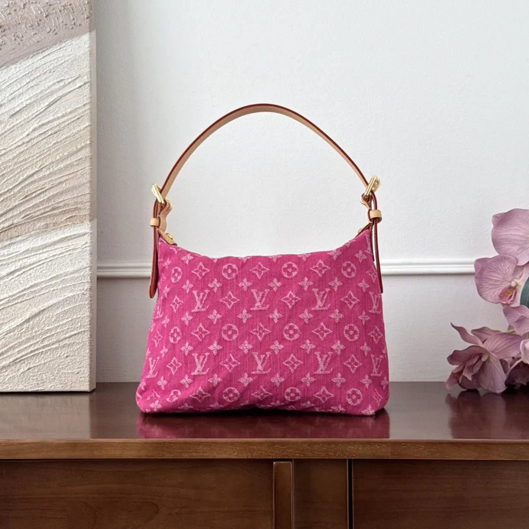 Baggy Handbag Denim Rose Red M28266