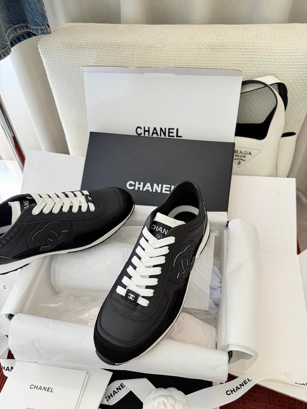 Black and White Leather German Training Shoes 273795