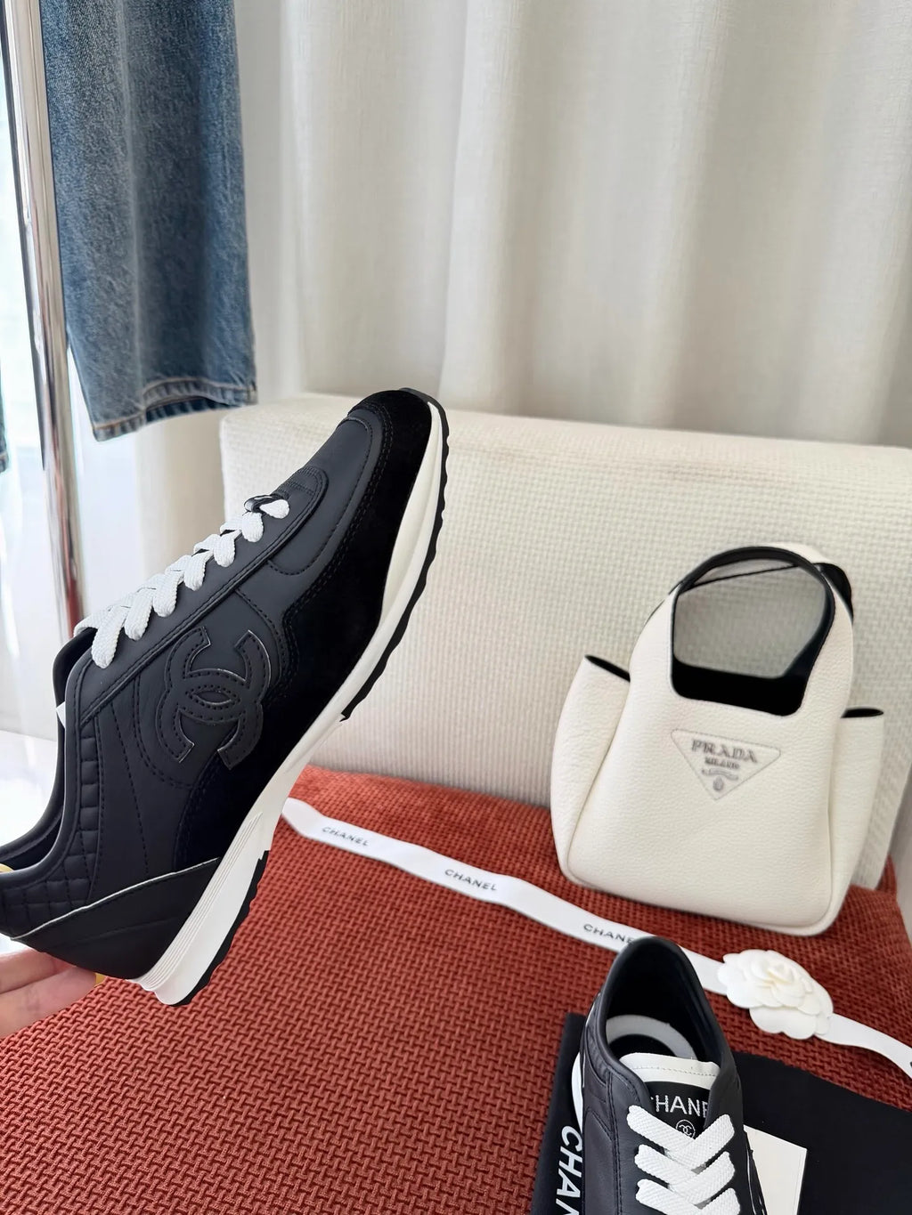 Black and White Leather German Training Shoes 273795