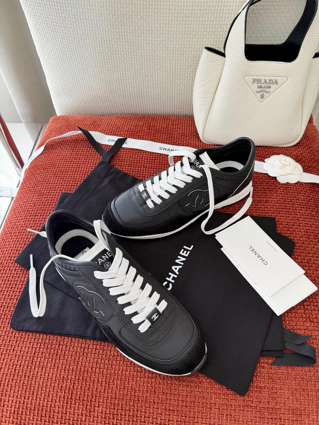Black and White Leather German Training Shoes 273795