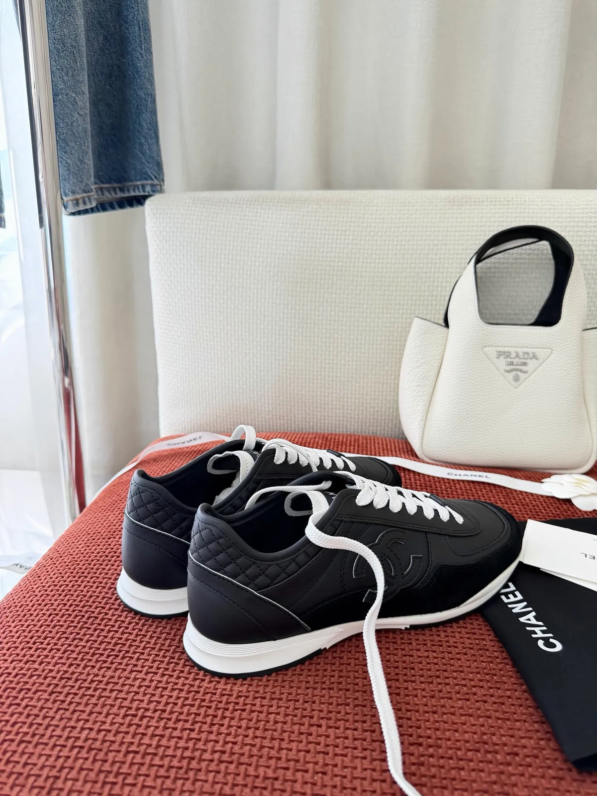 Black and White Leather German Training Shoes 273795