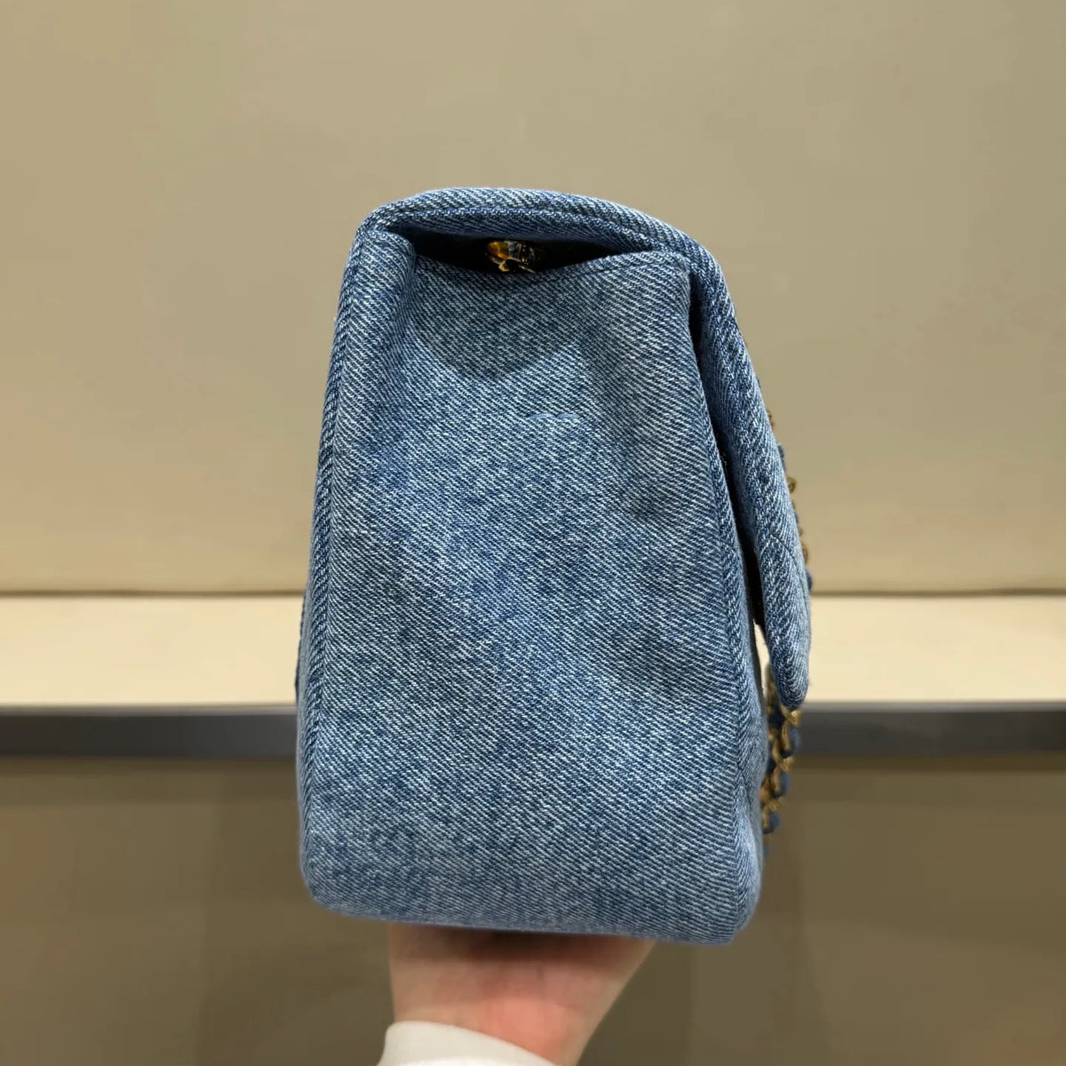 Blazy 26P Denim Maxi Flap Shoulder Bag