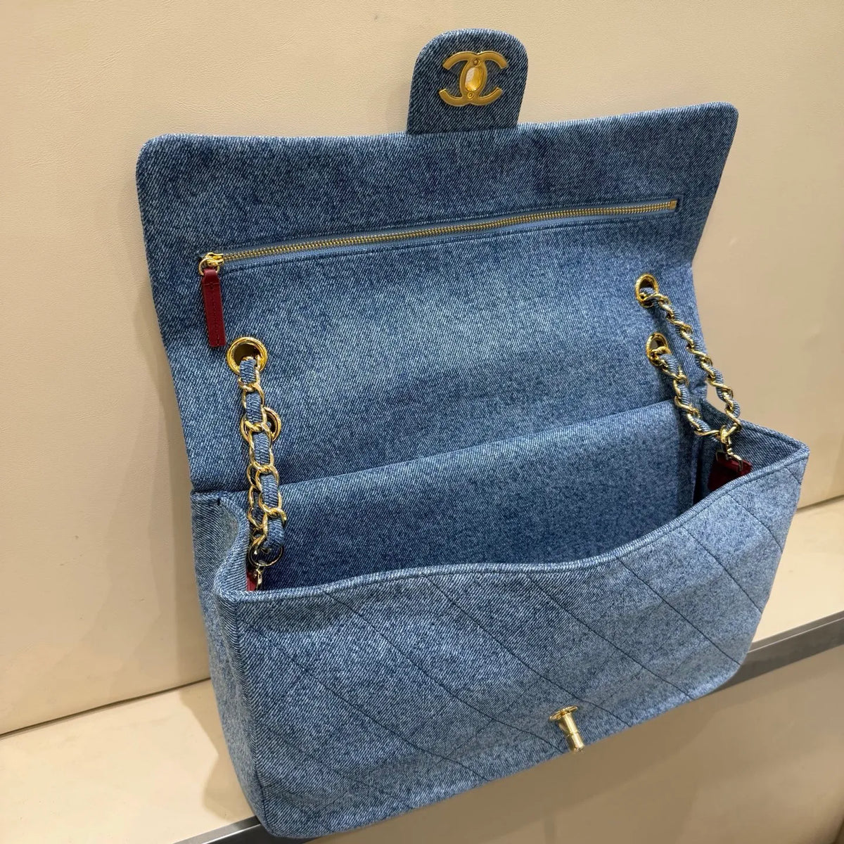 Blazy 26P Denim Maxi Flap Shoulder Bag