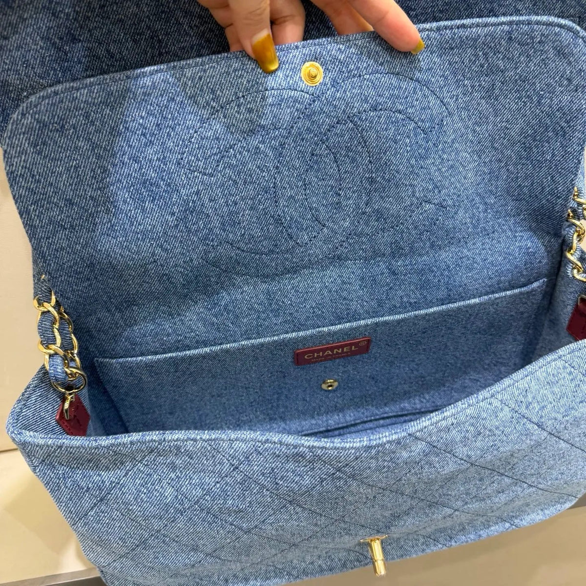 Blazy 26P Denim Maxi Flap Shoulder Bag