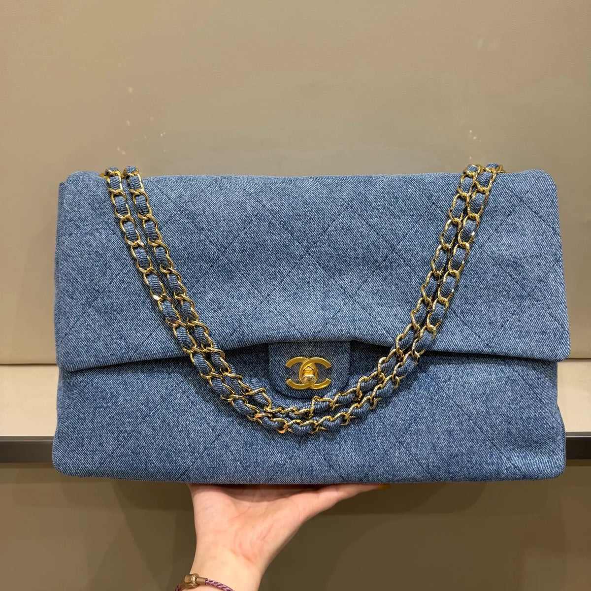 Blazy 26P Maxi Flap Denim Shoulder Bag 140085
