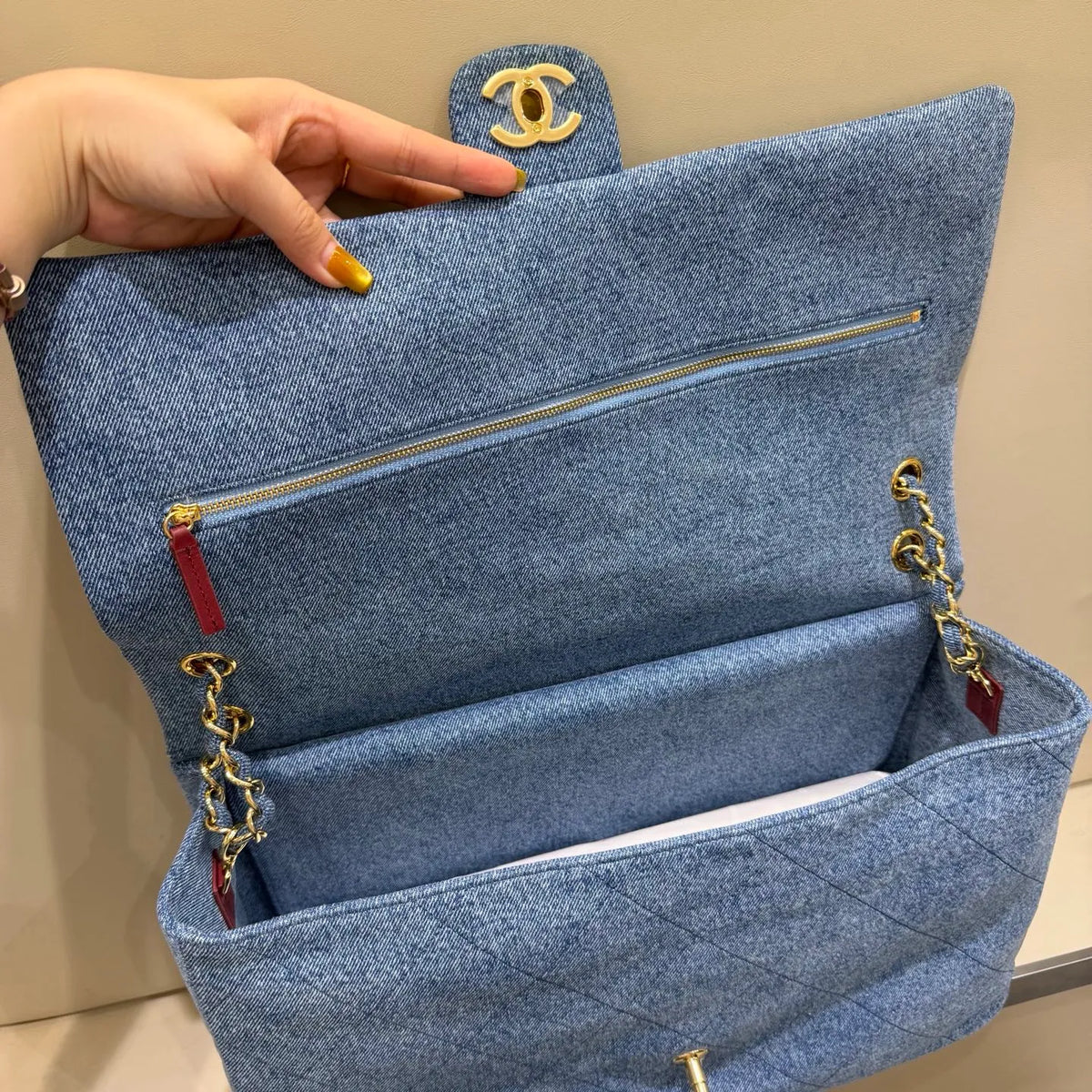 Blazy 26P Maxi Flap Denim Shoulder Bag 140085