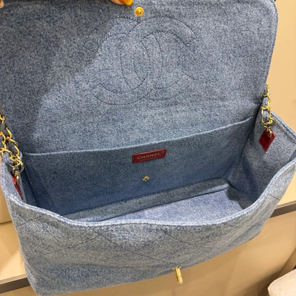 Blazy 26P Maxi Flap Denim Shoulder Bag 140085