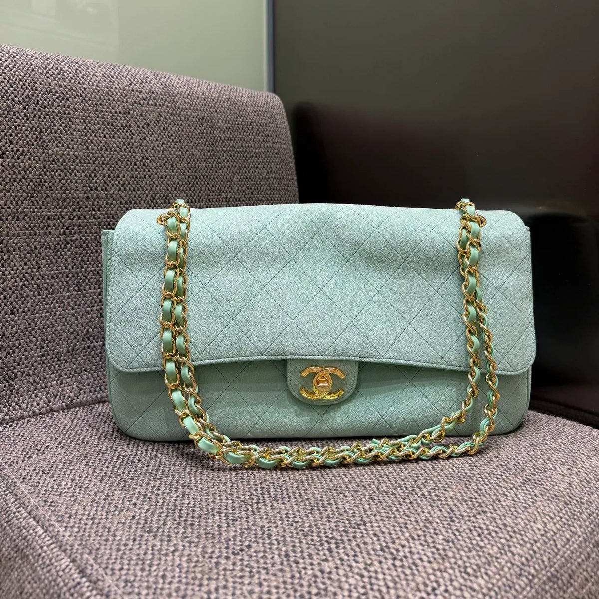 Blazy 26S Maxi Flap Suede Shoulder Bag