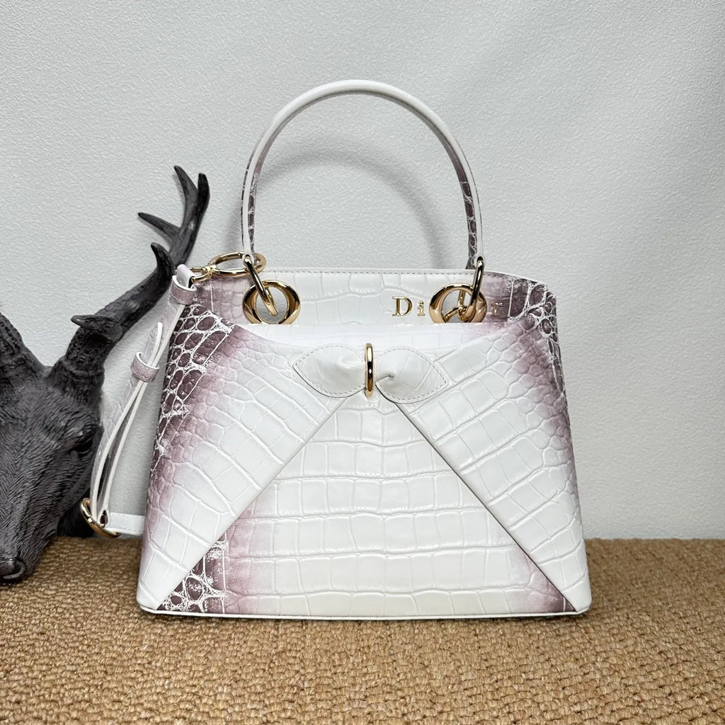 Bow-tie 11 in Crocodile Pattern Tote Bag 0737