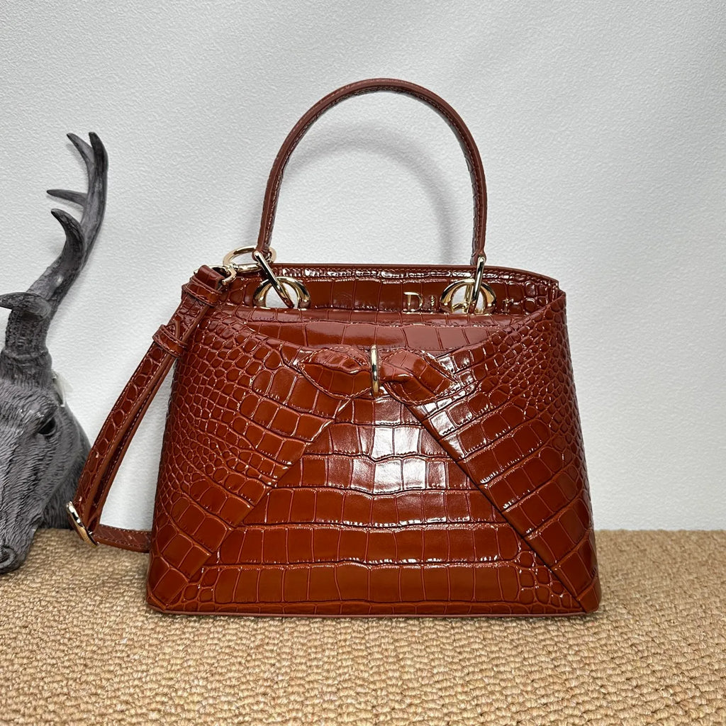 Bow-tie 11 in Crocodile Pattern Tote Bag 0737