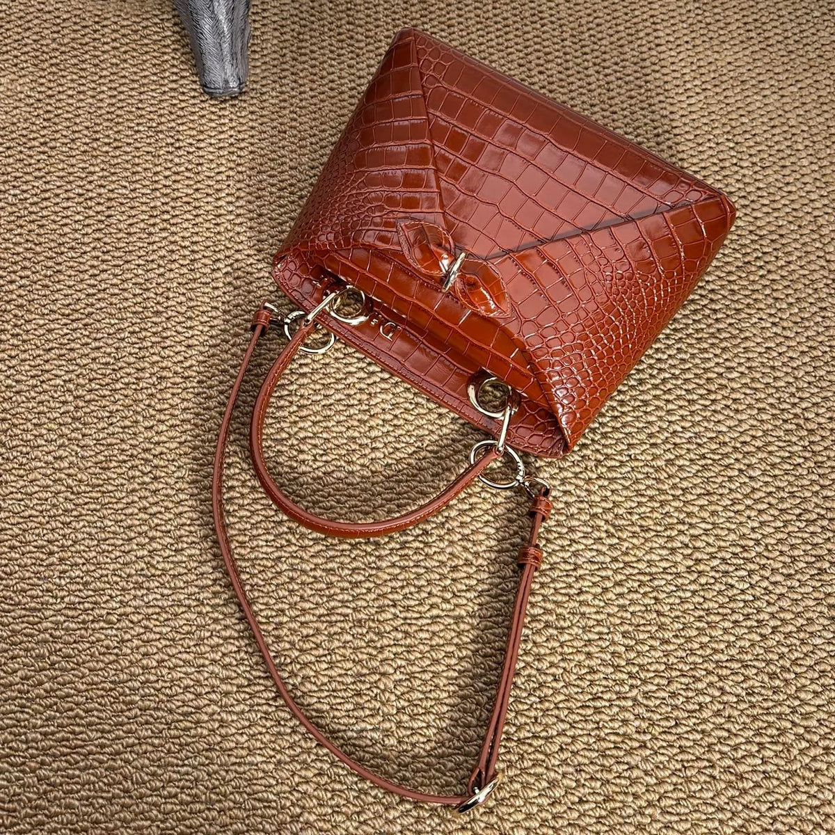 Bow-tie 11 in Crocodile Pattern Tote Bag 0737