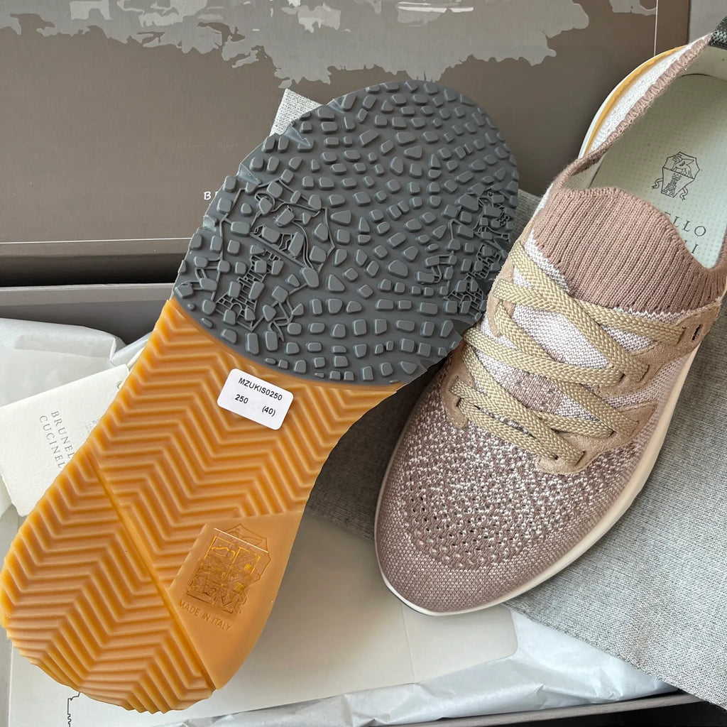 Brunello Cucinelli Women's Fabric and Calfskin Sneakers