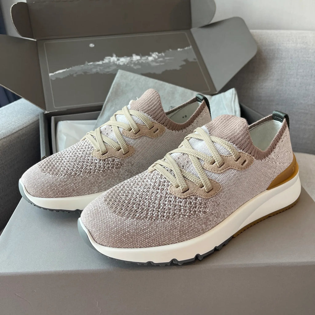 Brunello Cucinelli Women's Fabric and Calfskin Sneakers