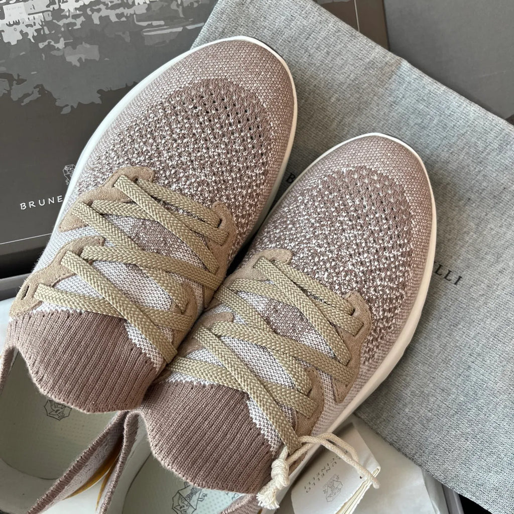 Brunello Cucinelli Women's Fabric and Calfskin Sneakers
