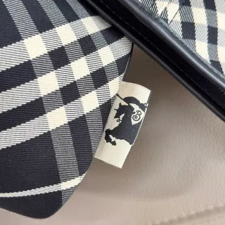 Burberry Check Tote Bag Cotton Twill Leather 203402050650