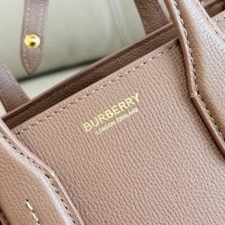 Burberry Vintage Check Banner Tote Handbag Grained Leather 557163
