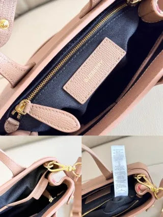 Burberry Vintage Check Banner Tote Handbag Grained Leather 557163