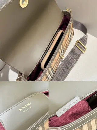 Burberry Vintage Check Small Shoulder Bag Calfskin Leather 167163