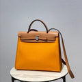 Canvas Leather Handbag 31 Turmeric Ginger Yellow
