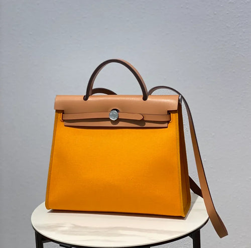 Canvas Leather Handbag 31 Turmeric Ginger Yellow