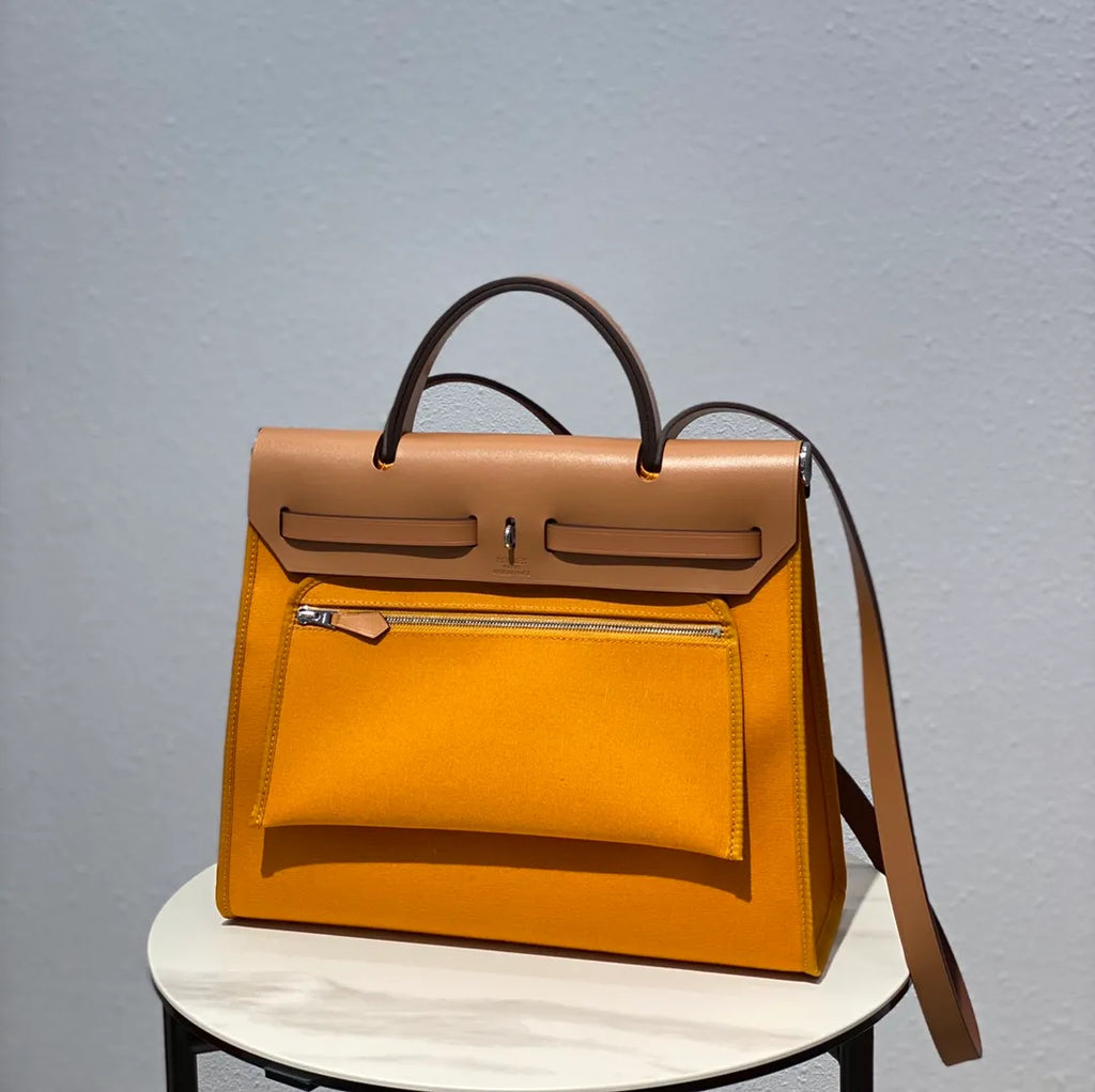 Canvas Leather Handbag 31 Turmeric Ginger Yellow
