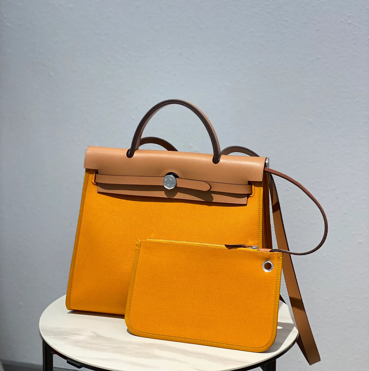 Canvas Leather Handbag 31 Turmeric Ginger Yellow