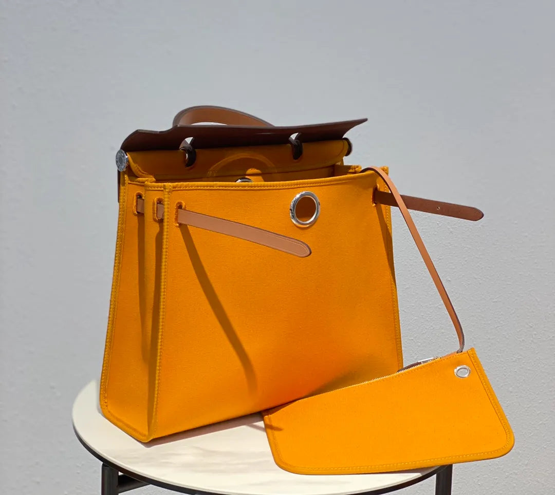 Canvas Leather Handbag 31 Turmeric Ginger Yellow