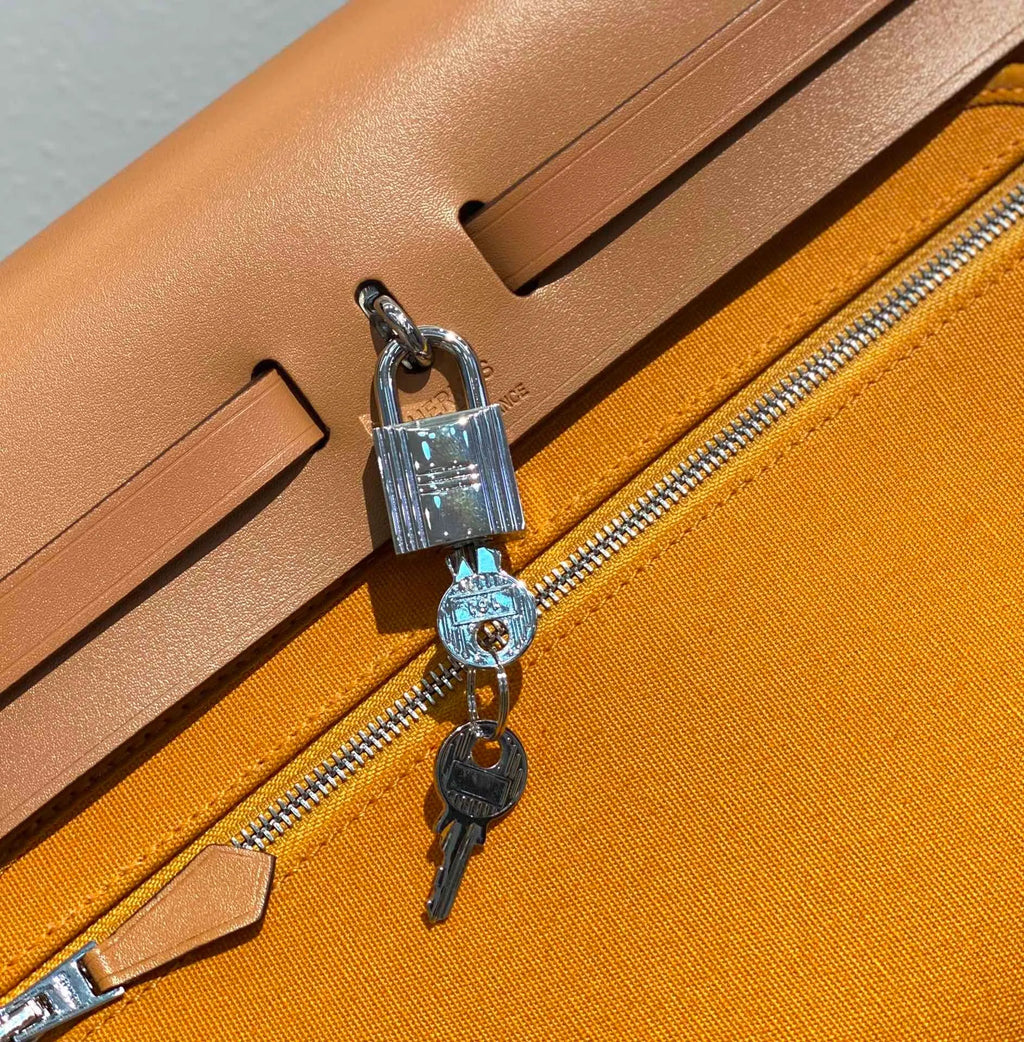 Canvas Leather Handbag 31 Turmeric Ginger Yellow
