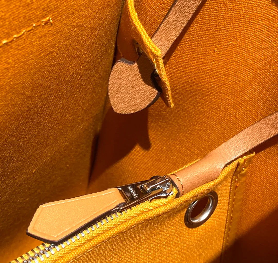 Canvas Leather Handbag 31 Turmeric Ginger Yellow