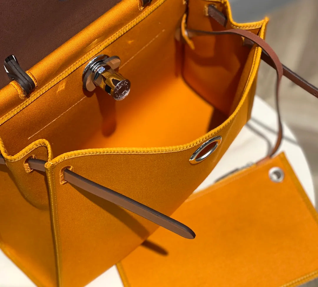 Canvas Leather Handbag 31 Turmeric Ginger Yellow