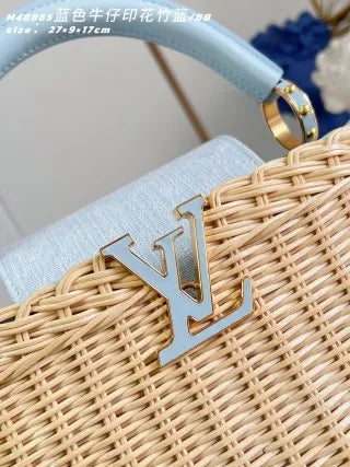 Capucines BB Denim Wicker 10.6 in Handbag M48865