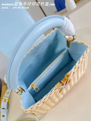 Capucines BB Denim Wicker 10.6 in Handbag M48865