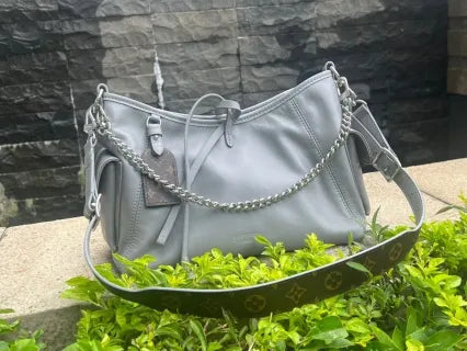 CarryAll Cargo Small Leather Handbag M12579 Gray