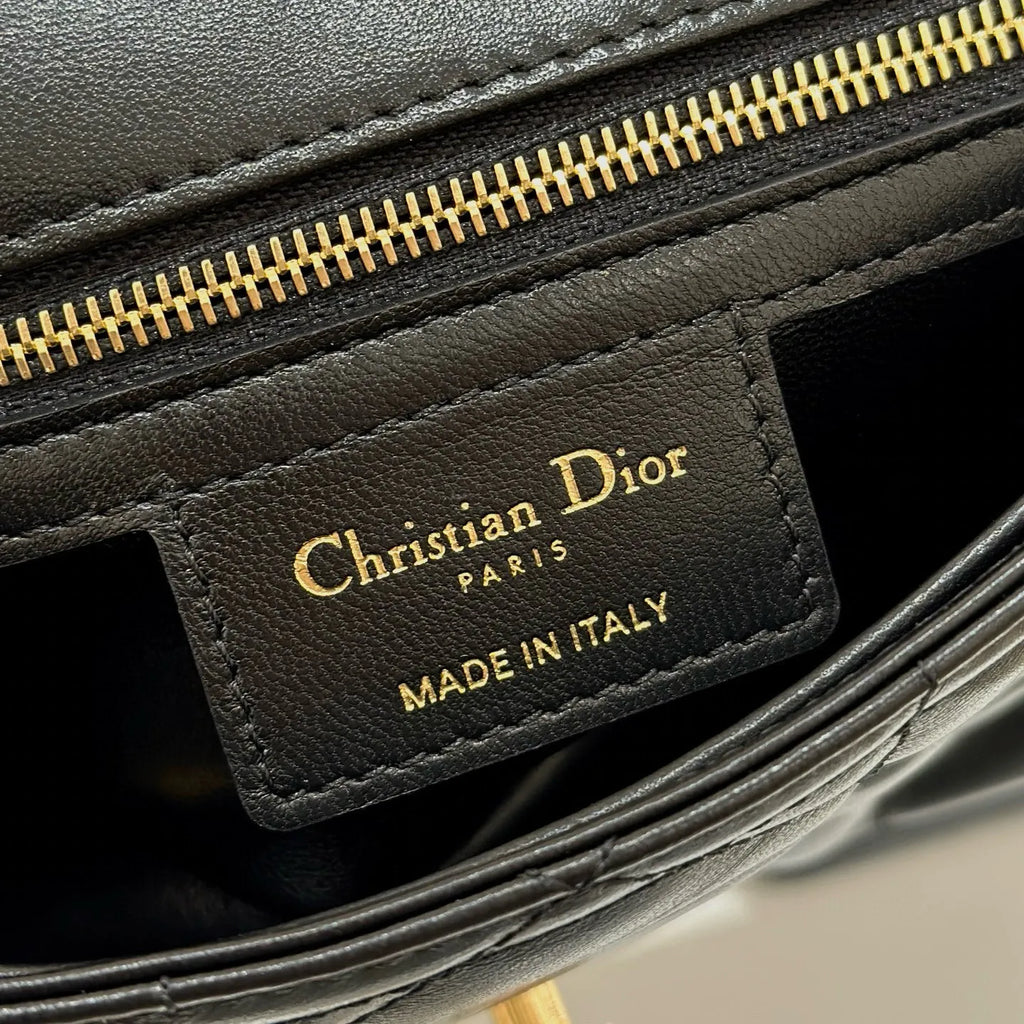 CD Caro 20 Cannage Chain Shoulder Bag Black 135379