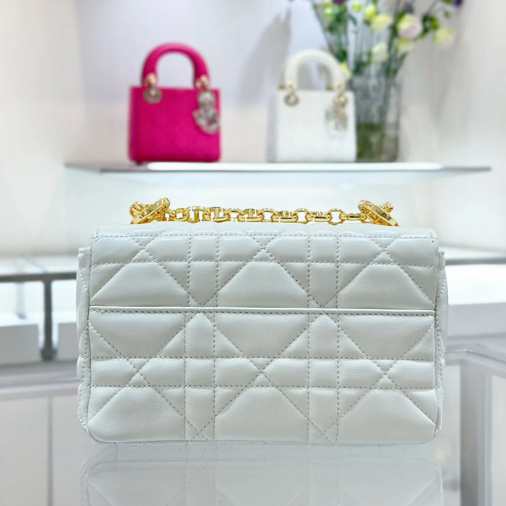 CD Caro 20 Cannage Lambskin Small Shoulder Bag White 135374