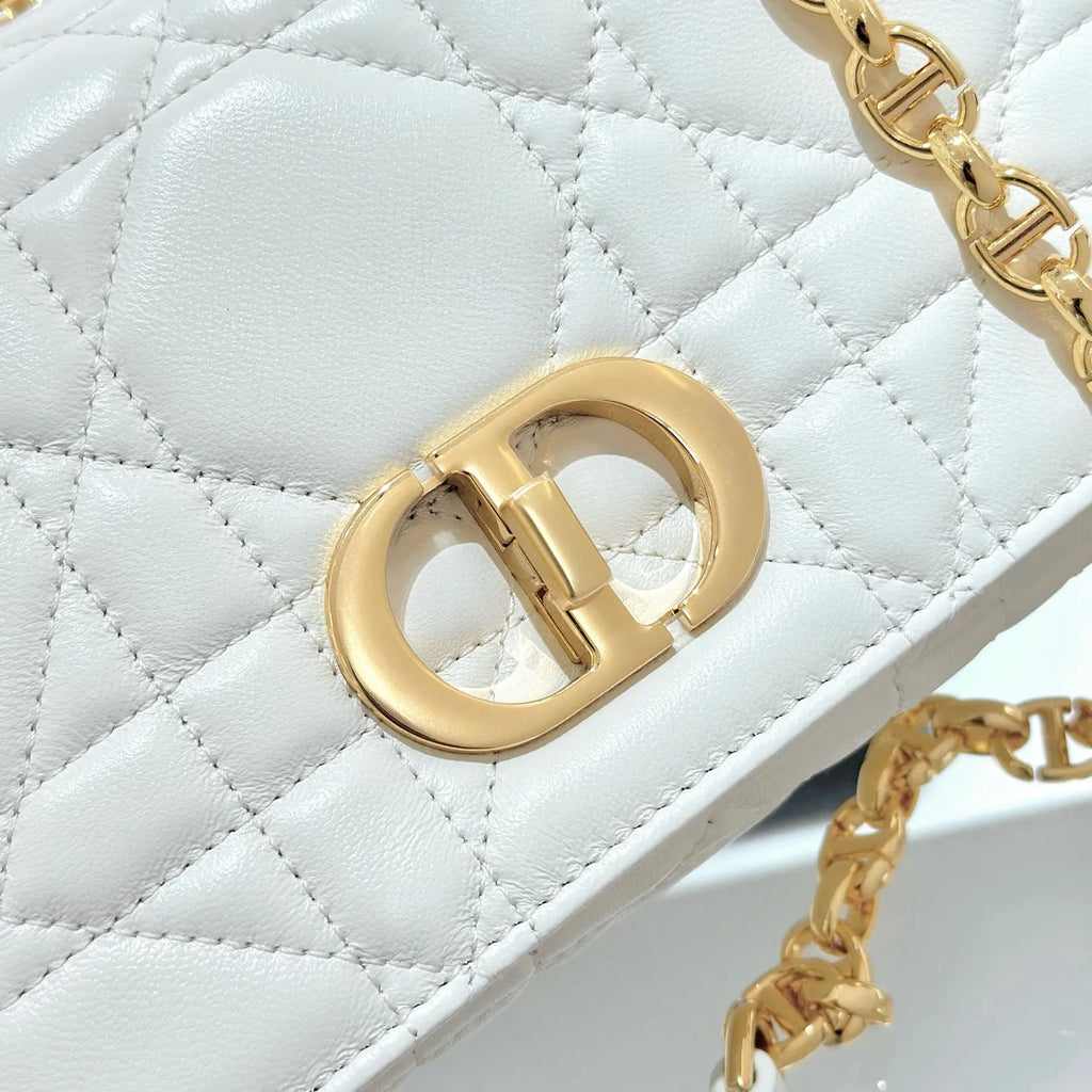 CD Caro 20 Cannage Lambskin Small Shoulder Bag White 135374