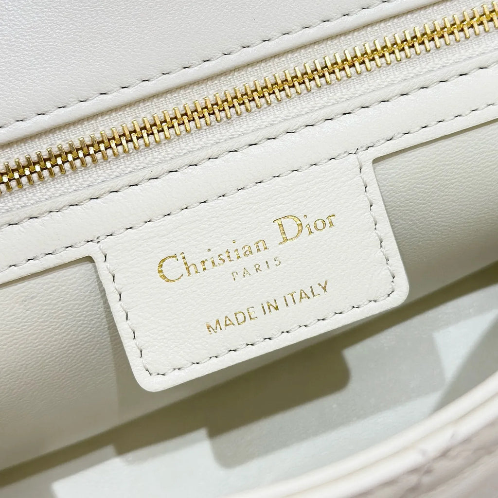 CD Caro 20 Cannage Lambskin Small Shoulder Bag White 135374