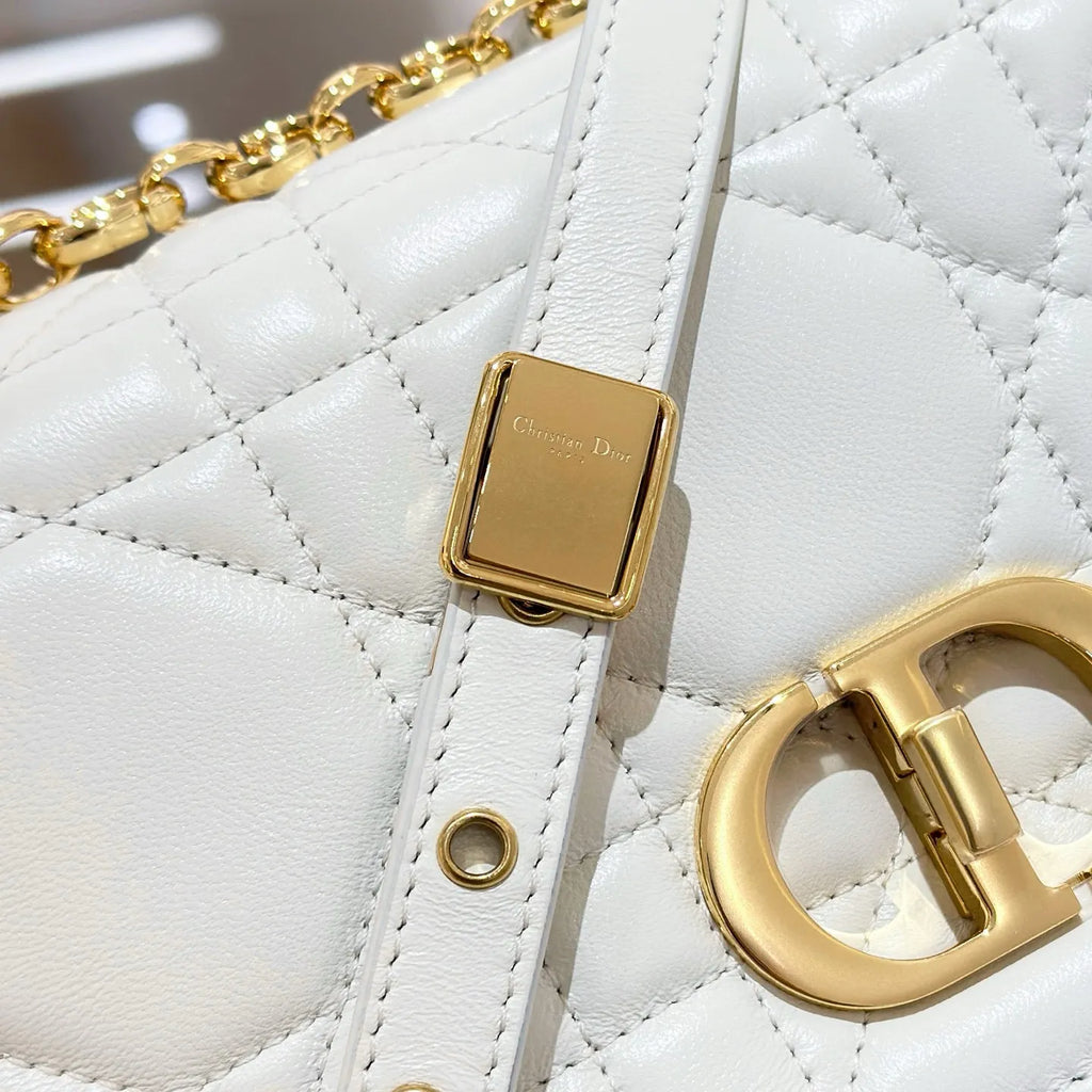 CD Caro 20 Cannage Lambskin Small Shoulder Bag White 135374