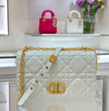 CD Caro Cannage Chain Shoulder Bag White 135384