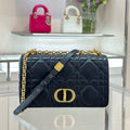 CD Caro Medium Lambskin Flap Shoulder Bag Black 135391