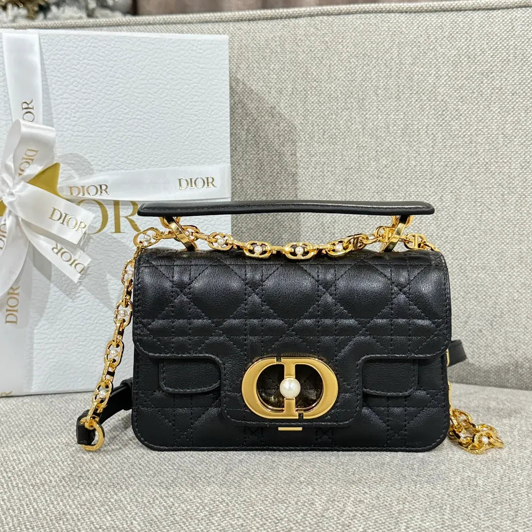 CD Jolie Cannage Mini Flap Shoulder Bag Black