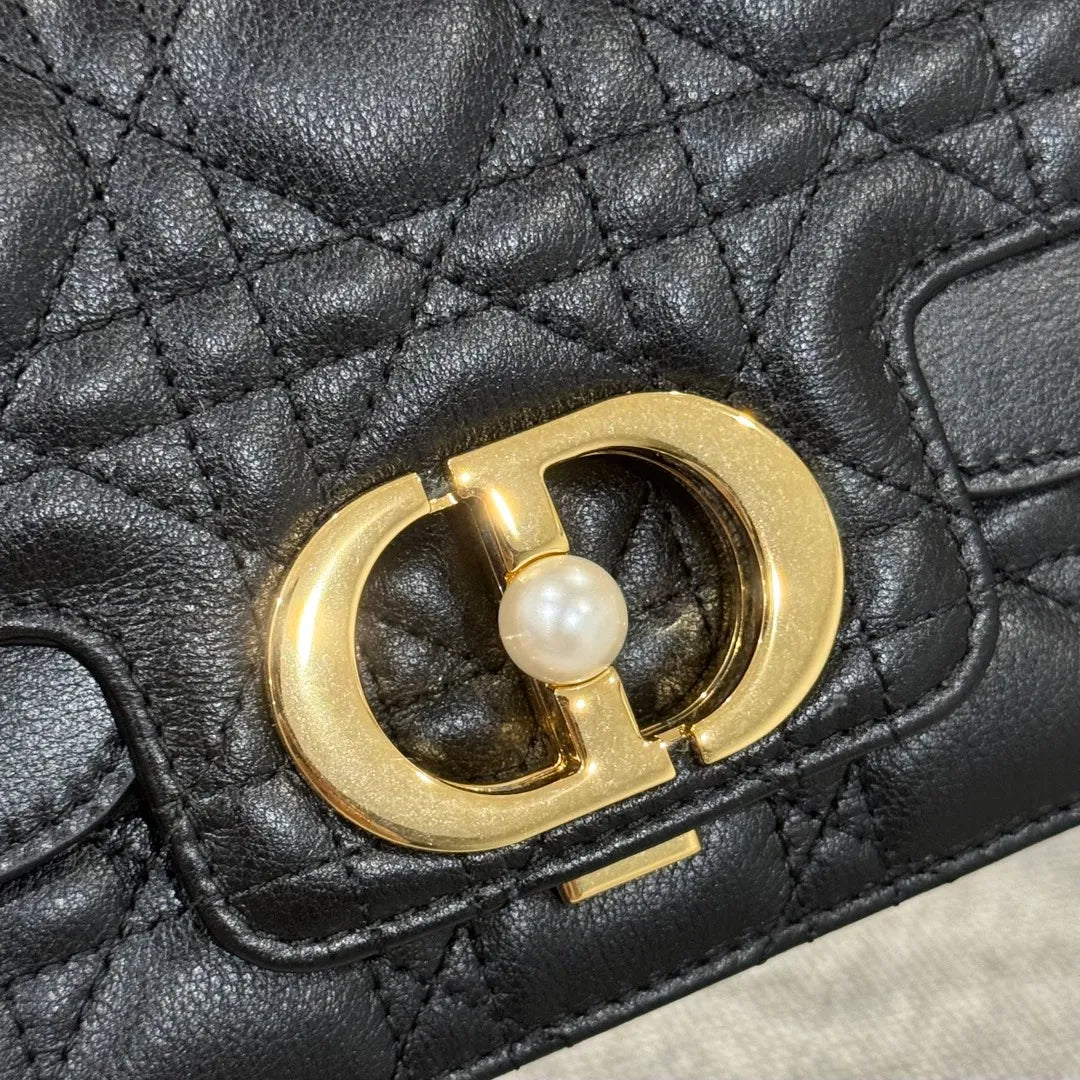 CD Jolie Cannage Mini Flap Shoulder Bag Black